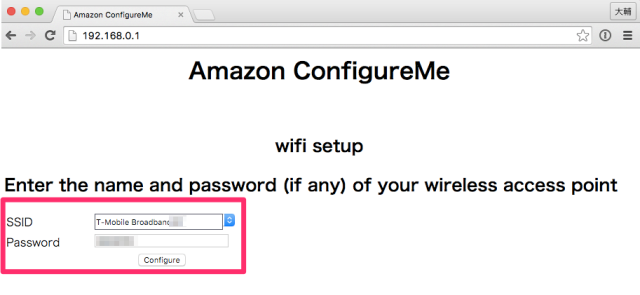 amazon configure me wifi