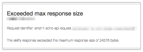Exceeded max response sizeと書かれたスキルカード