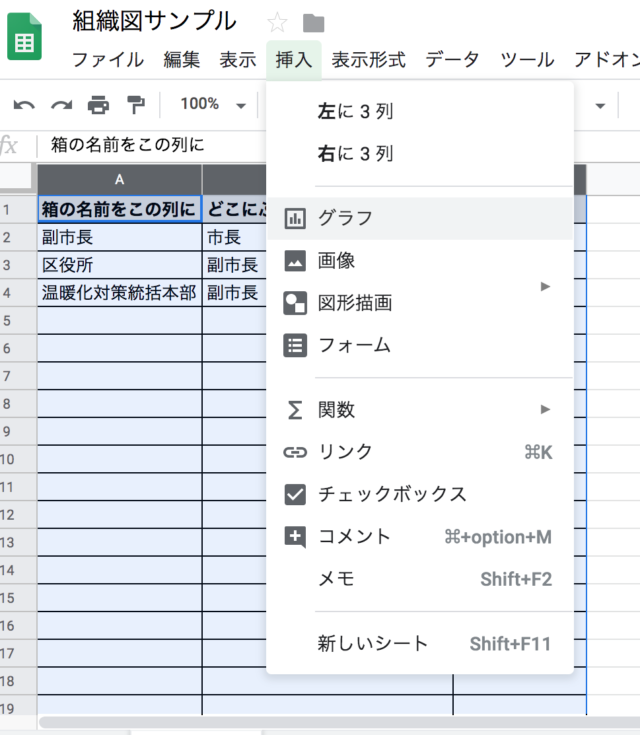 小ネタ Google スプレッドシートで組織図を自動生成する Developersio