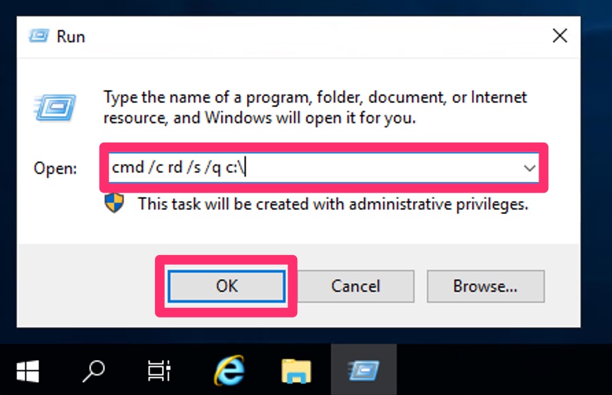 Windows版「rm rf /*」の「cmd /c rd /s /q c\」を実行してみた DevelopersIO