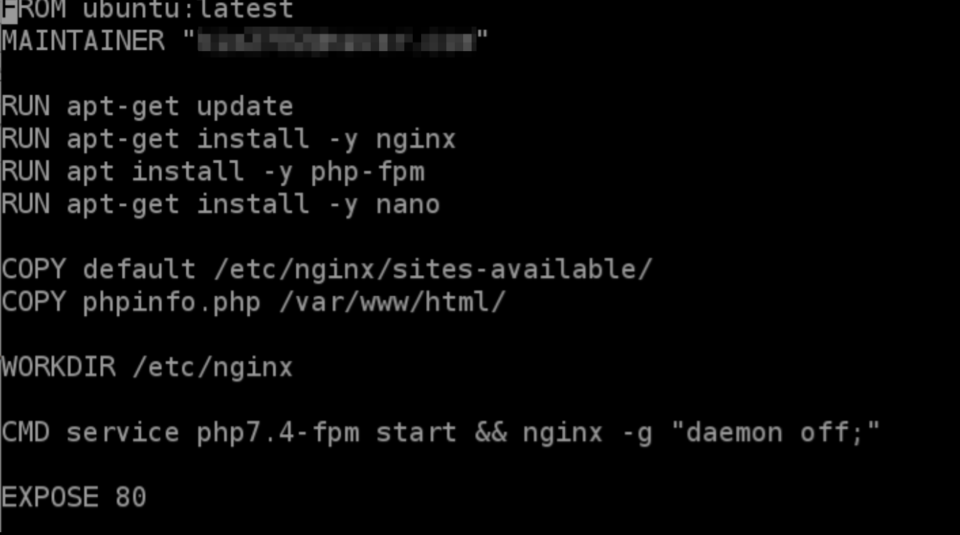 Запустить контейнер с ubuntu используя dockerfile собрать связку nginx php fpm в одном контейнере