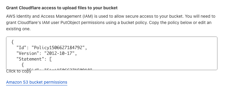 Grant Cloudflare access to upload files to your bucket