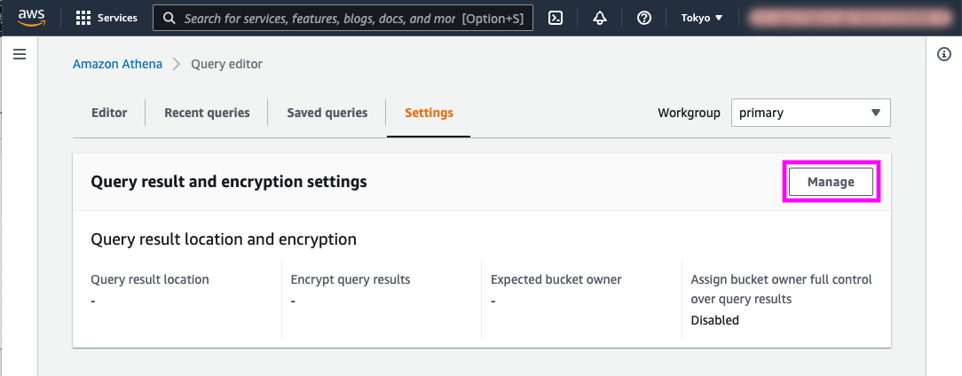 Query result and encryption settings