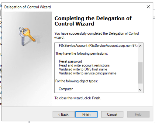 Completing the Delegation of Control Wizard